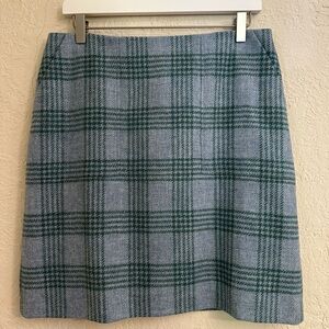 Boden Blue and Green Plaid Tweed Skirt